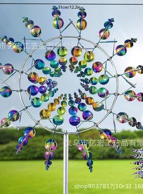 跨境爆款金属户外风车花园装饰创意田园草坪家居装饰风力旋转器