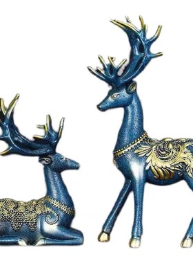 现代轻奢麋鹿摆件网红北欧创意酒柜电视柜客厅玄关家居装饰品摆设