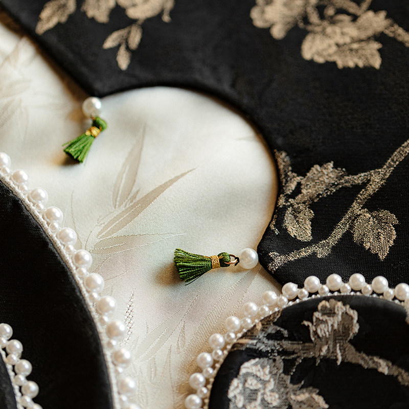 繁野新中式创意扇形茶席轻奢织锦刺子绣干泡席茶几桌布隔热茶垫子,淘宝优惠券,粉丝福利购,淘宝优惠卷