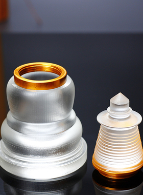 水晶舍利塔螺纹密封防潮五台山大白塔小号模型菩提塔水晶瓶桌摆件