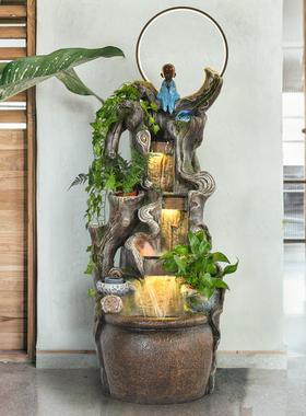 石磨流水生财摆件循环水开业礼物假山喷泉水景加湿器办公室风水轮