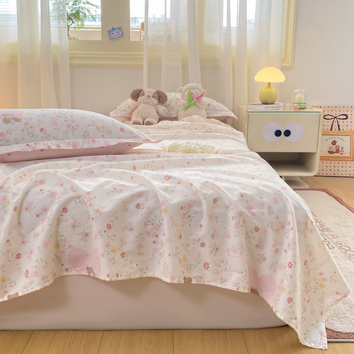 红豆纯棉床单单件100全棉印花学生宿舍单双人被单枕套床笠三件套 - 图2