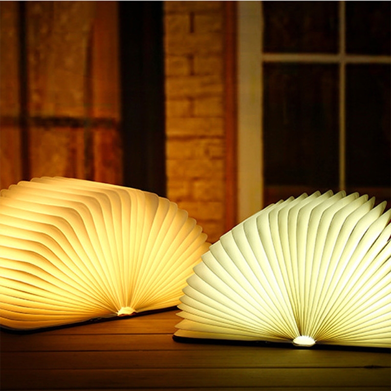 创意折叠书灯充电卧室小夜灯生日礼物发光书本台灯床头灯拍照摆件 - 图1