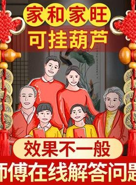 桃木葫芦五帝钱铜钱挂件解决门对门家用大门对厕所对卧室对窗电梯