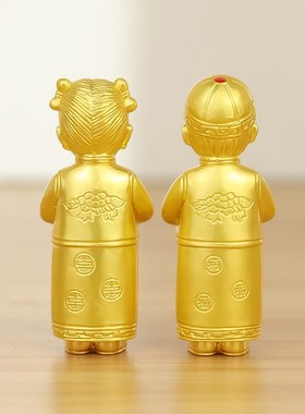 合金金童玉女摆件一对 合金金童摆件 合金玉女摆件