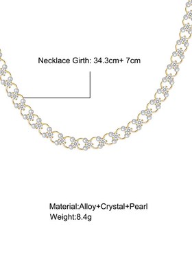 clavicle chain necklace choker水钻项链复古珍珠锁骨链满钻颈链