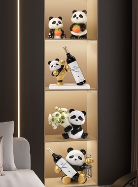速发乔迁熊猫红酒架档柜轻奢摆酒装饰品高件客厅餐边柜家居新居礼