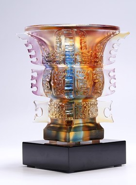 速发琉璃摆件礼蒸日上鼎中式家居装饰品摆件商务合作馈赠蒸品乔迁