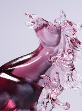 速发台璃工艺品马到成功马开放件办公桌书房案琉创意家居摆业送礼