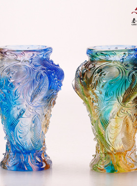 速发琉璃鸿运平安花瓶工艺品创意家居新礼礼婚品物电视柜装饰摆件