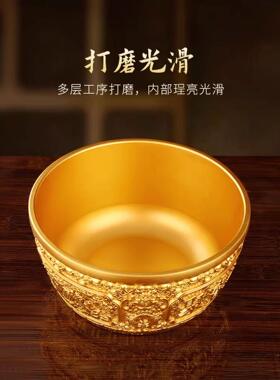 招进宝财麒麟聚宝盆铜缸纯黄铜米缸摆件客厅家居聚财大铜盆存钱罐