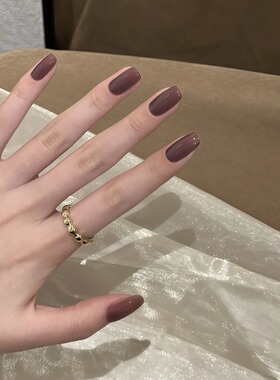 春夏新款冰透芋泥藕紫色纯手工穿戴甲高级感显白孕妇小众美甲贴片