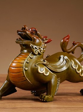 速发貔貅摆件一对全铜貔貅客厅招玄装财皮休财关办公室聚饰开业礼