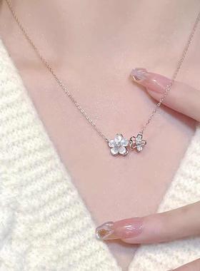 S999纯银樱花项链女轻奢小众高级感新款2025爆款锁骨链送女友闺蜜