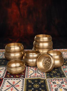 唱碗尼泊尔手工日本瑜伽冥想碗铜编钟冥想梵语声音雕刻手工饰品