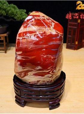 红碧玉原石摆件天然南非鸡血石观赏石奇石客厅办公室家居石头包邮