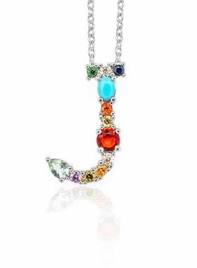 Multicolor fashion charm Gold  Alphabet pendant necklace项链