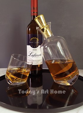 好货轻奢酒具组合家用大容量酒壶搭配法式红酒杯 几何造型桌面摆