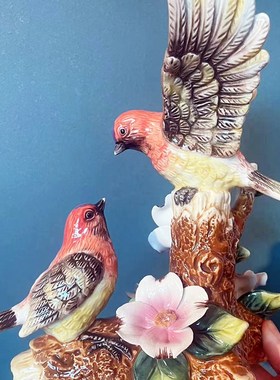 L中式爱情鸟陶瓷小摆设精致手绘陶瓷鸟装饰摆饰新居多宝阁装饰礼
