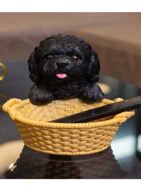 可爱泰迪玄关钥匙收纳摆件入门鞋柜家居装饰小摆设狗狗树脂工艺品