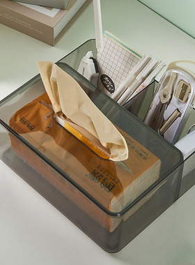 透明纸巾盒客厅收纳多功能桌面抽纸盒家用纸抽盒卫生间纸巾收纳盒