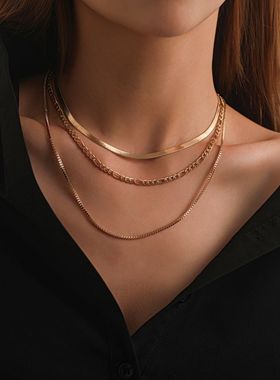 Hip hop multi-layer necklace punk snake bone chain欧美项链