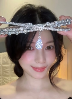 爆闪水钻choker发箍项链两戴