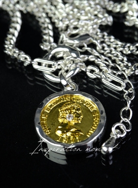 靓货！女王人像圆硬币包框项链