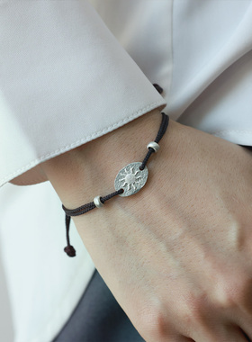 原创【光涡】999纯银男女手链 极细手绳编织绳情侣蜡线藏式巨好看