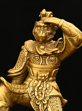 孙悟空踏龙龟摆件纯铜齐天大圣斗战胜佛像家用办公室桌店铺装饰品