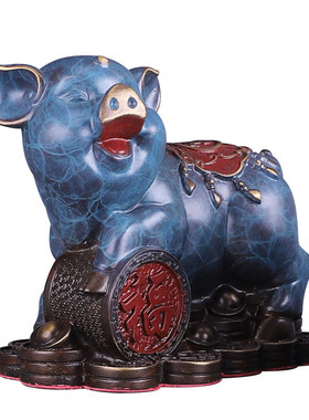 纯手工猪摆件玄关桌面创意工艺品生肖纯铜金猪招财发财猪动物福猪