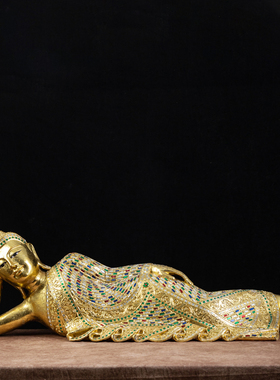 泰国木雕泰式睡佛卧佛摆设东南亚风格工艺品释迦牟尼佛像禅意摆件