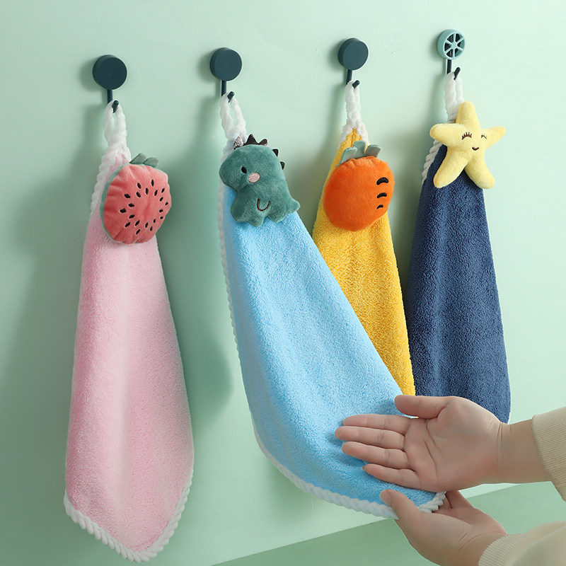 快速发货卡通擦手巾挂式可爱w珊瑚绒擦手布吸水不易掉毛厨房卫生,淘宝优惠券,粉丝福利购,淘宝优惠卷