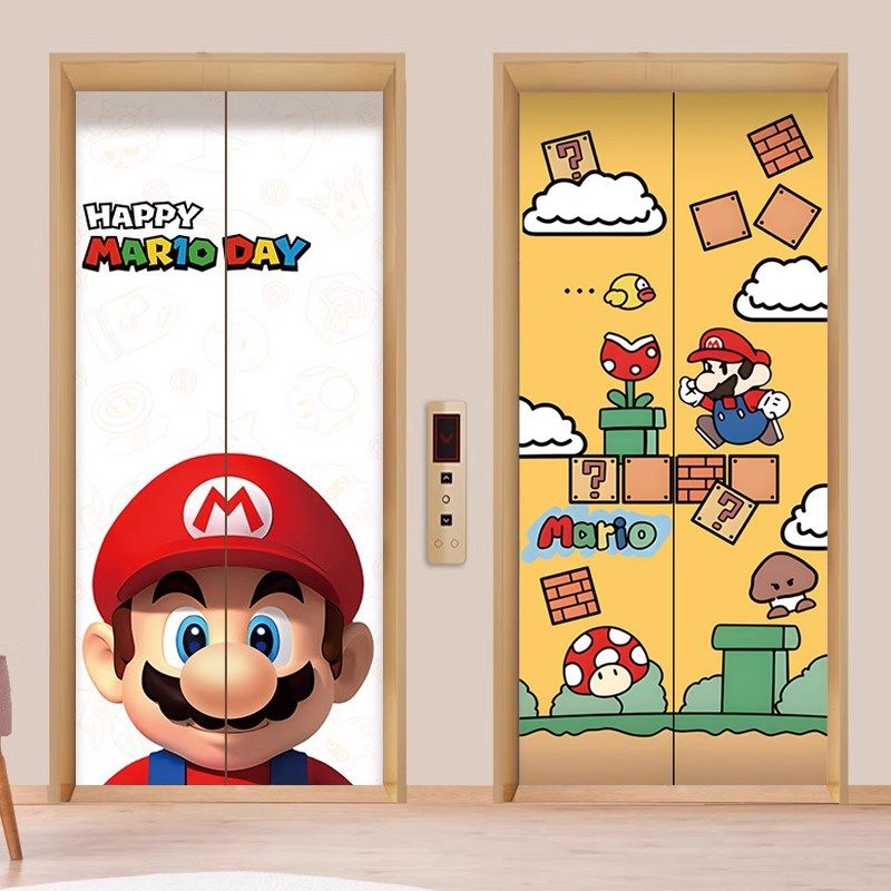 快速发货创意马里奥入户电梯门贴纸商场电影院家用卡W通壁纸画高,淘宝优惠券,粉丝福利购,淘宝优惠卷