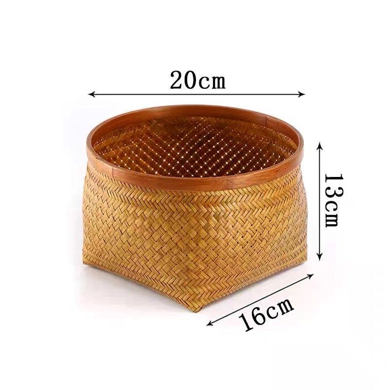 圆形簸箕杂物盒桌面茶道摆件大漆竹编收纳筐手工编织收纳篮子,淘宝优惠券,粉丝福利购,淘宝优惠卷