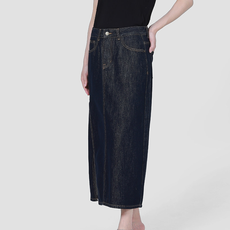 Petit Bari开叉牛仔半身裙 高腰中长显瘦通勤松弛感 显腿长不束缚,淘宝优惠券,粉丝福利购,淘宝优惠卷