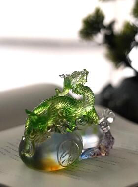 2025蛇年吉祥物彩釉葫芦生肖五爪金龙工艺品青龙饰品镇屋茶宠物
