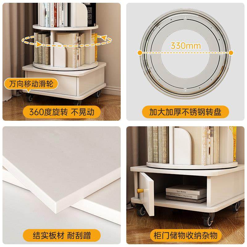 旋转书架可移动置物架卧室儿童绘本架家用落地展示架子360度书柜,淘宝优惠券,粉丝福利购,淘宝优惠卷