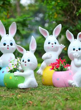 幼儿园卡通兔子草坪装饰花园摆件门口迎宾儿童乐园景观动物雕塑