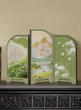 法式清新桌面摆件客厅小屏风装饰画 画中古风入户玄关鞋柜电视柜