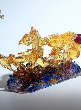 速发琉璃生肖龙工艺品摆件客厅玄视电下柜办公室桌面龙行天关高档