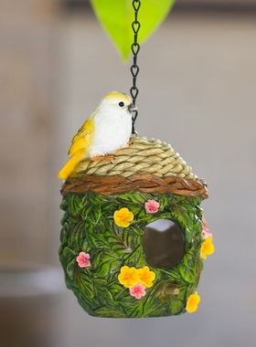 速发花园鸟院造景布置装饰摆物户外台小动饰仓鼠房子鸟屋小庭窝树