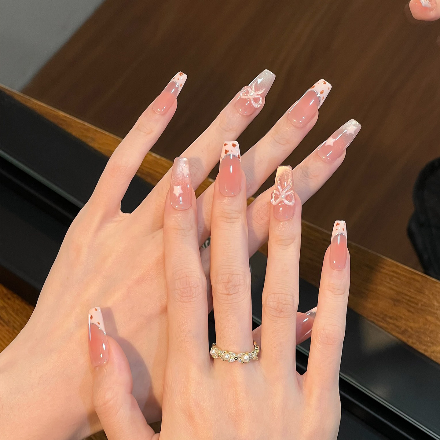 植兔法式豹纹穿戴甲冰透猫眼可爱甜酷风粉嫩裸色系高级感显白美甲,淘宝优惠券,粉丝福利购,淘宝优惠卷