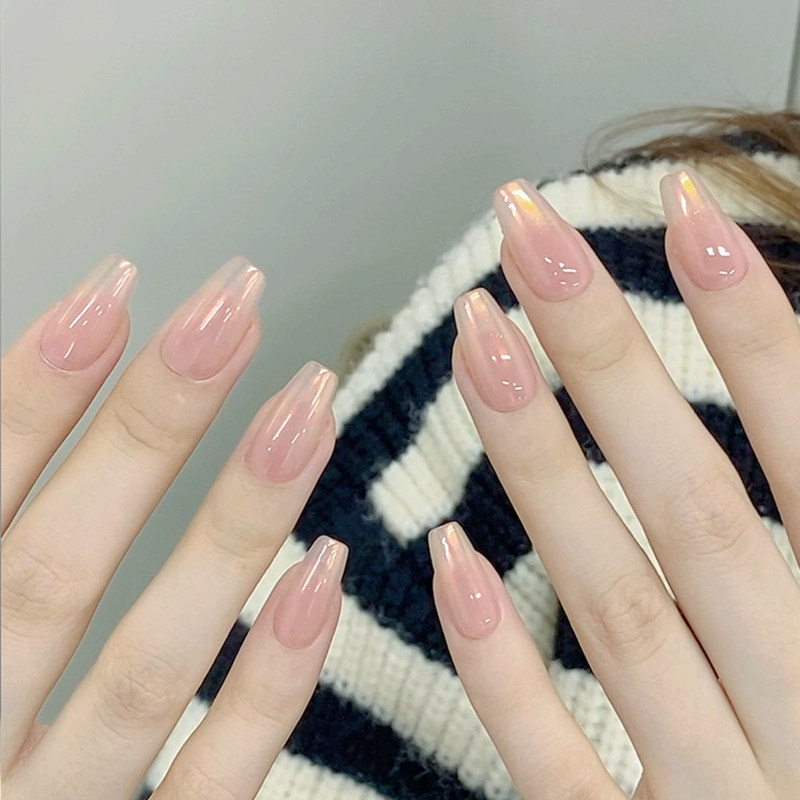 植兔落日极光手工穿戴甲水蜜桃粉嫩裸色腮红渐变贴片成品中梯美甲,淘宝优惠券,粉丝福利购,淘宝优惠卷