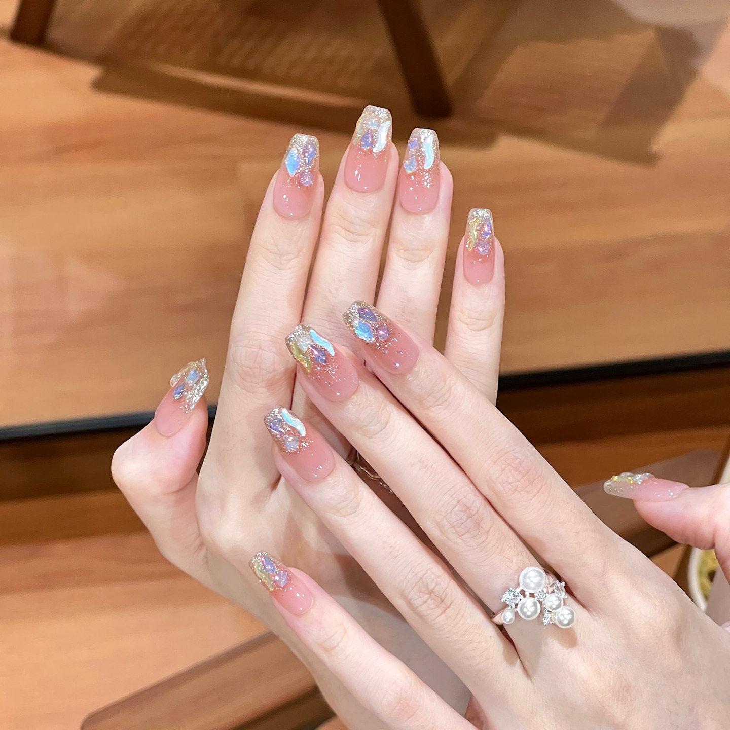 植兔手工穿戴甲冰透琉璃多肉碎钻美甲显白猫眼极光闪钻氛围感指甲,淘宝优惠券,粉丝福利购,淘宝优惠卷