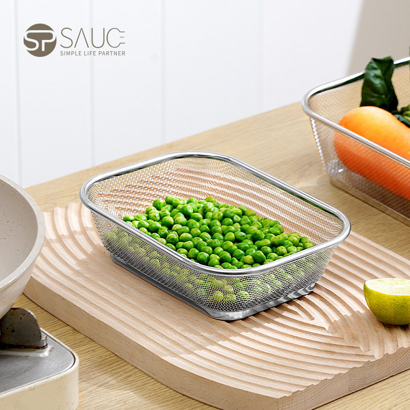 SP SAUCE厨房不锈钢沥水篮滤水篮长方形淘米洗菜盆备菜盘水果漏盆,淘宝优惠券,粉丝福利购,淘宝优惠卷