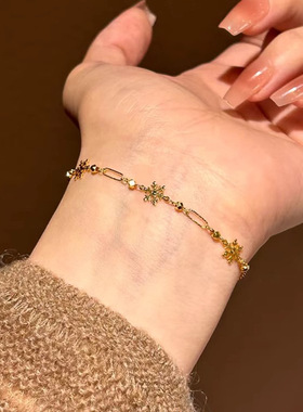 925银冬至降临金色雪花手链新款秋冬高级感轻奢简约手串手饰品