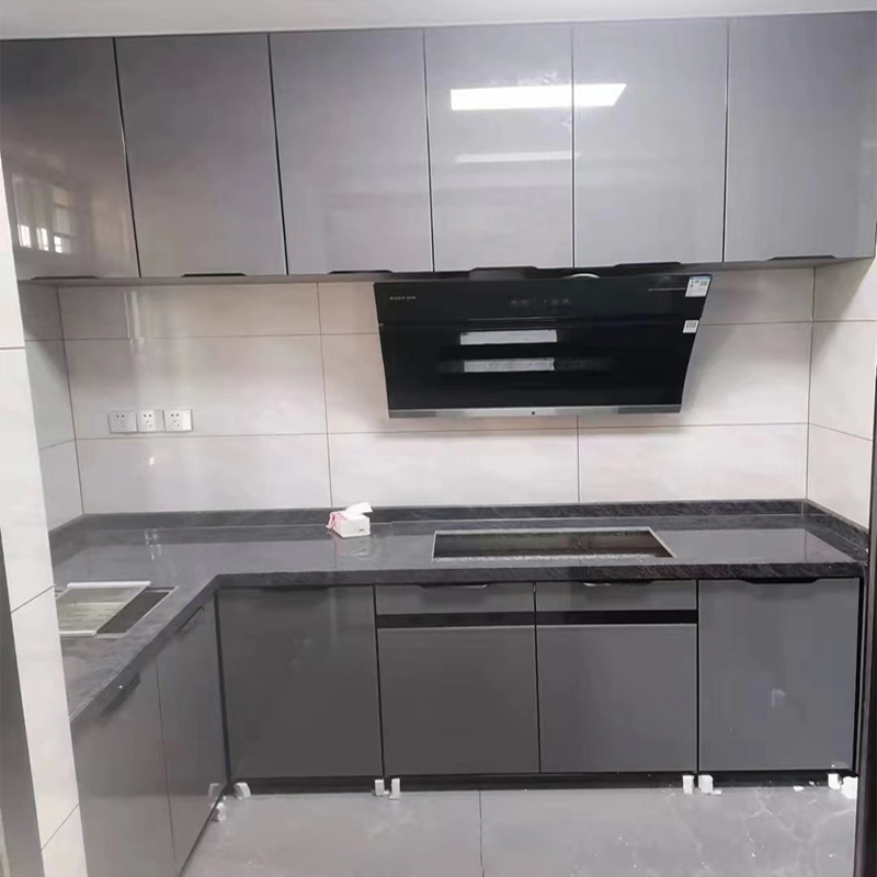 橱柜门定制免打孔钢化玻璃晶钢门定做铝合金厨房厨橱柜门板自装 - 图2