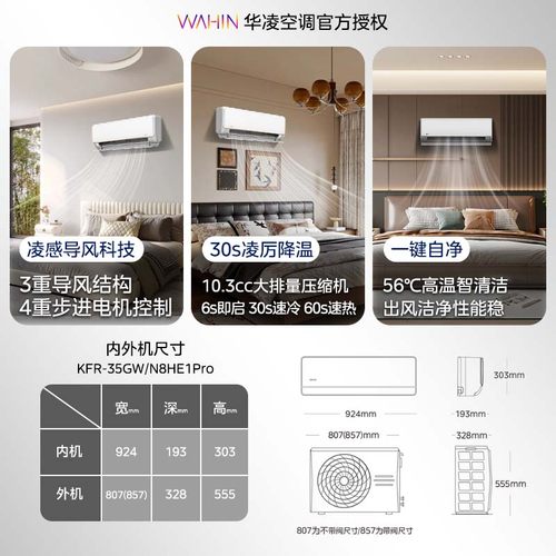 华凌空调双排35HE1Pro超省电大1.5新一级挂机智能变频空调卧室 - 图0