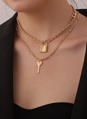 Fashion exaggeration alloy personality double-layer necklace